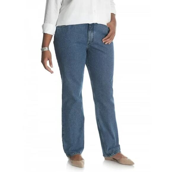 Lee Riders Relaxed Fit Mid Rise Straight Leg Jeans Medium Wash Womens 26W Plus - Picture 1 of 7